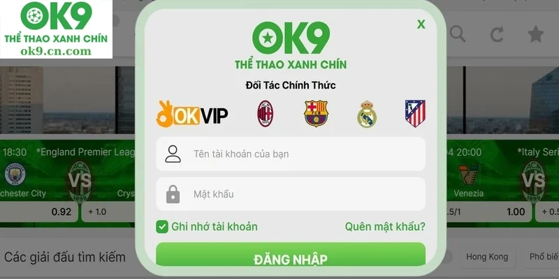 Cách Đăng nhập vào tài khoản ok9.cn.com  dễ dàng với 4 bước đơn giản